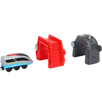 儿童电动车头感应隧道车发声发光木质轨道车男孩玩具兼容米兔