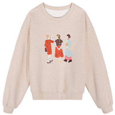 今屿花花加绒设计感卫衣女