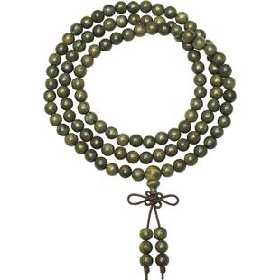 绿檀木手串108颗佛珠檀木盘玩檀香男士盘珠转运珠项链4多圈女手链