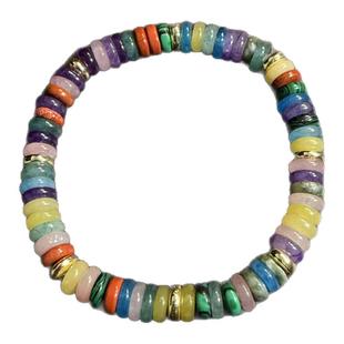开花的橄榄 Vintage古着 Rainbow Gem Loop天然石串珠手链 手串