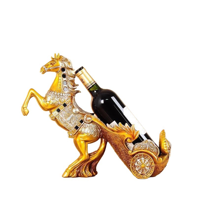 欧式轻奢战马红酒架客厅摆件