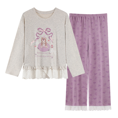 薄绒睡衣女秋冬季2025新款德绒磨毛加厚女生可爱家居服套装可外穿