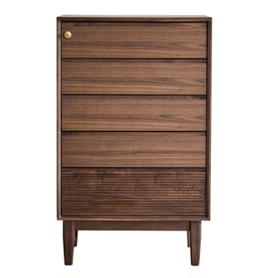 2025新款中古风靠墙一体客厅五斗柜收纳储物柜实木高级感墙边柜