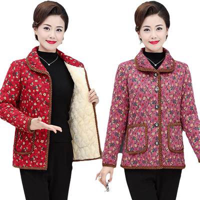 妈妈装加绒加厚棉衣外套保暖