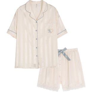 思莉太太睡衣女夏天冰丝短袖高级感性感纯欲风夏季凉感家居服套装