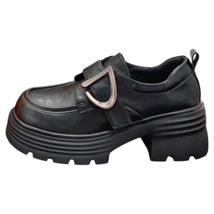 学院风JK单鞋女2025秋冬新款厚底增高6cm小皮鞋魔术贴英伦乐福鞋