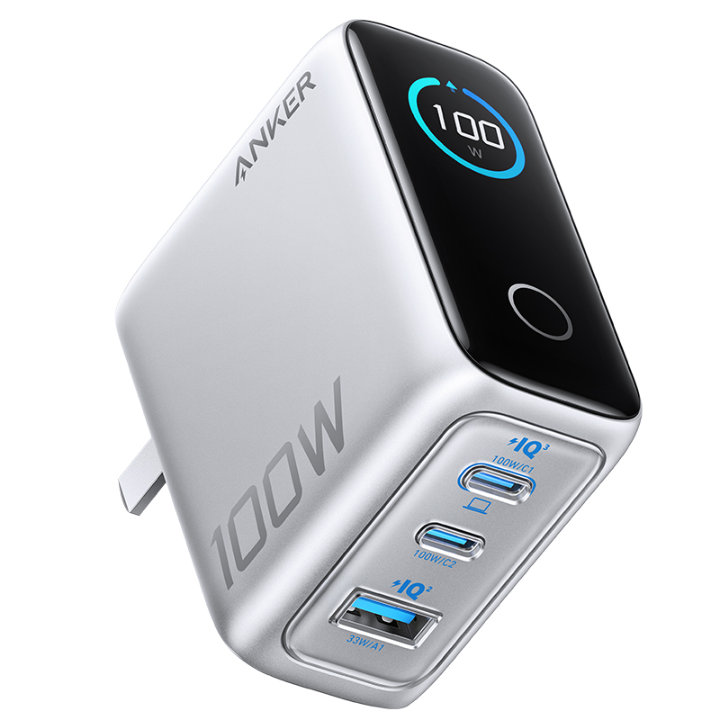 【國家3C認證】ANKER安克智顯充Lite100W氮化鎵充電器適配小米蘋果iPhone16/15平板筆記本type-c多口快充電頭