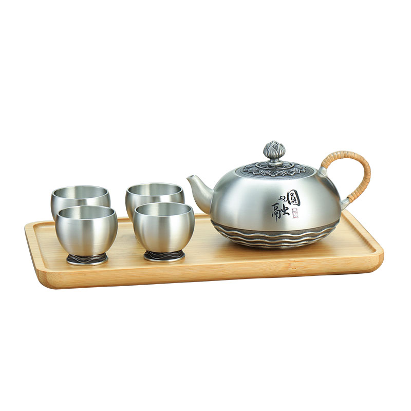 福銘閣純錫茶壺茶具套裝家用茶壺茶杯茶罐功夫茶具手工茶具禮盒裝