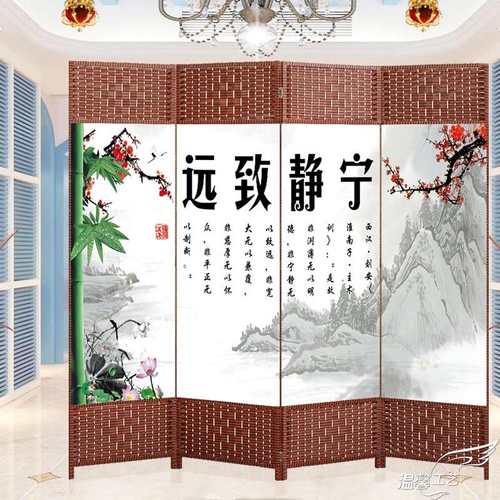 中式小户型屏风隔断墙可折叠酒店家用现代简约移动双面布艺玄关