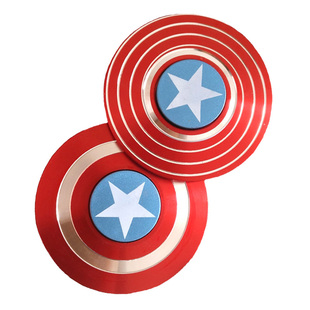 漫威蜘蛛侠美国队长盾牌铝合金炫彩指尖陀螺手指旋转减压儿童玩具