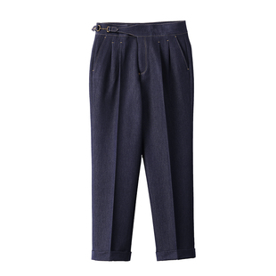 廓尔格牛仔西裤男秋冬季直筒免烫意式高腰裤商务垂感绅士休闲长裤