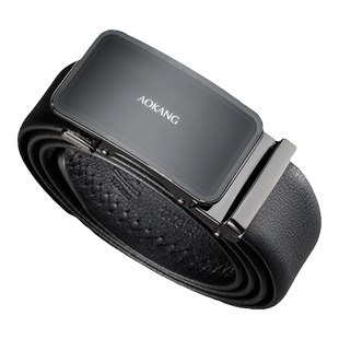 Aokang/奥康真皮皮带简约大气合金自动扣礼盒腰带节日送礼男友