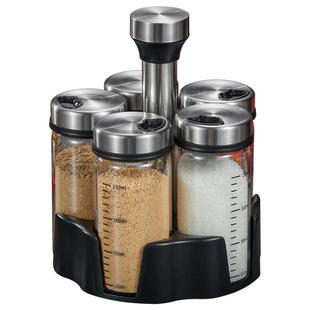 轻奢厨房调料罐组合家用油壶盐罐套装撒料瓶调料盒旋转玻璃调味瓶