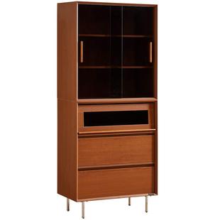 政府补贴全友家居中古风客厅靠墙置物展示柜家用带玻璃门组合书柜