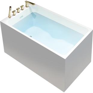 范尔德 小户型亚克力浴缸家用成人日式深泡卫生间浴池 金色龙头