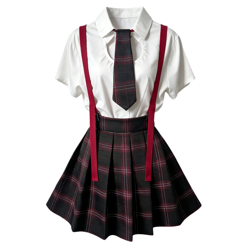 今夕何夕性感JK制服套装女背带格子短裙纯欲辣妹qqny情调睡衣战袍