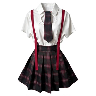 今夕何夕性感JK制服套装女背带格子短裙纯欲辣妹qqny情调睡衣战袍