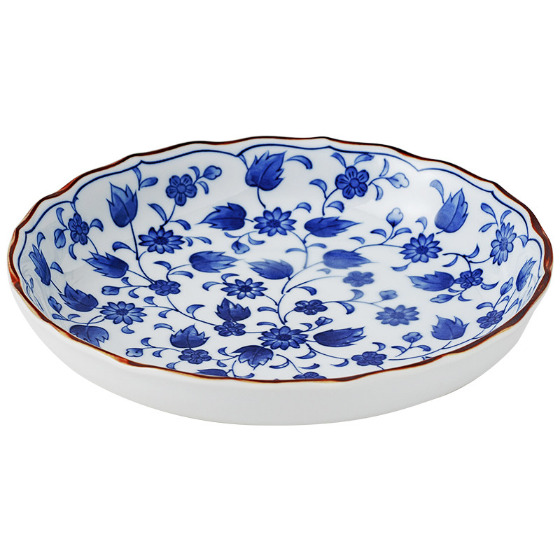 日本进口橘吉花唐草钵碗盘子餐具