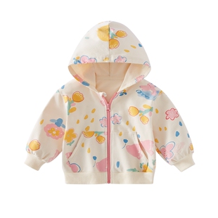 女童外套春春款小女孩甜美春装儿童新款连帽开衫春天宝宝春季衣服
