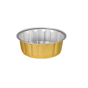 圆形铝箔餐盒蒸糕模具金色锡纸盒锡纸烤盘外卖一次性打包盒可加热
