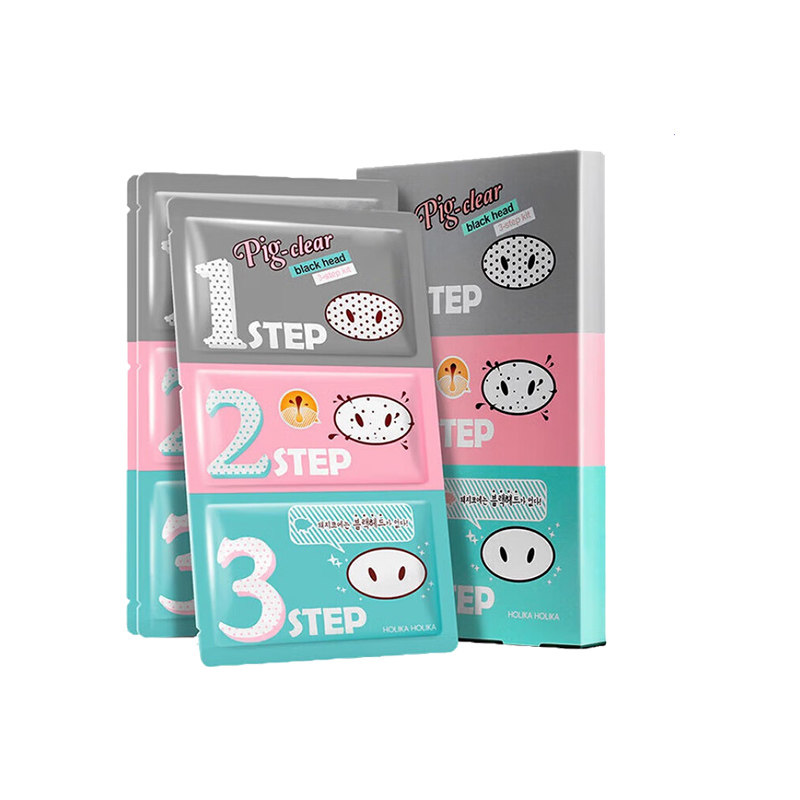 HOLIKA惑丽客猪鼻贴去黑头收缩毛孔套装三部曲男女可用清洁粉刺