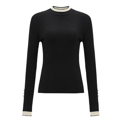 设计感针织上衣撞色修身半高领