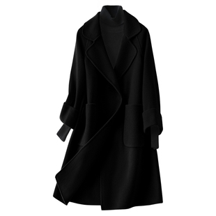 双面羊绒大衣女中长款黑色韩版宽松羊毛呢子秋冬新款高端毛呢外套