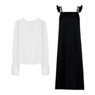 ON＆ON/安乃安2026春款设计感莱赛尔天丝吊带气质减龄连衣裙套装