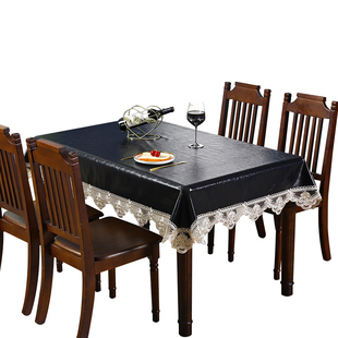 黑色桌布高级感 美式长方形防水防油ins风简约餐厅客厅皮茶几台布