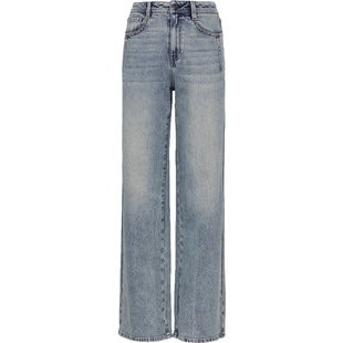 ONLY2026春季新款复古金属铆钉侧胯捏褶高腰直筒长裤牛仔裤女