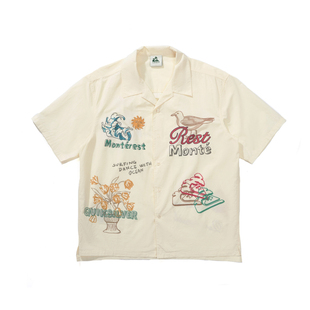 Monterest X Quiksilver联名 印花海边度假城市休闲宽松短袖衬衫