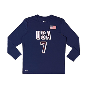 春秋男子USA美国梦之队杜兰特7号圆领T恤运动弹力速干长袖投篮服