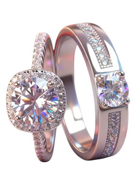 高级感仿真钻戒一对可调节求婚