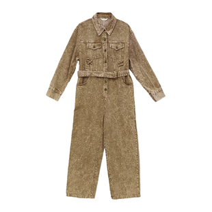 it'real瑞尔秋冬季新款复古简约休闲直筒牛仔连体裤女