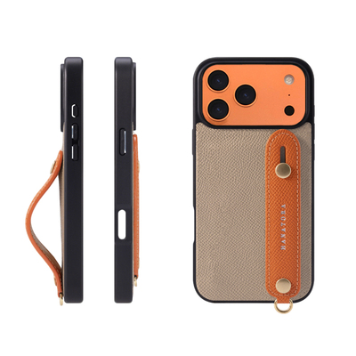 适用于苹果17真皮手机壳支架挂绳