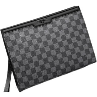 法莱阿玛尼【专柜正品】大容量复古手拿包男奢侈品牌手抓信封包潮