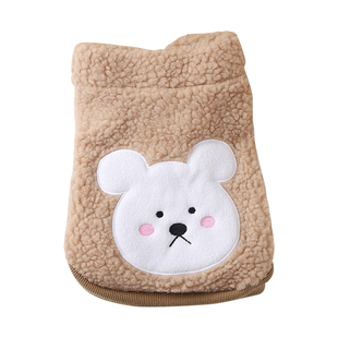 小体灰泰迪秋季衣服吉娃娃约克夏用宠物马甲冬天摁扣两脚绒衣背心