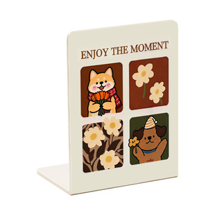 奶油风书立架L型金属书架挡板大号书夹书靠书挡高中生桌面收纳书立书架固定书本支架学生专用创意铁艺收纳架