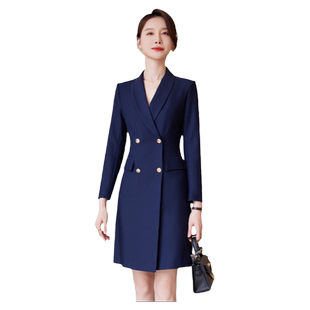 诗璐雅职业通勤女装秋冬连衣裙长袖气质西装裙售楼部工作服女高端