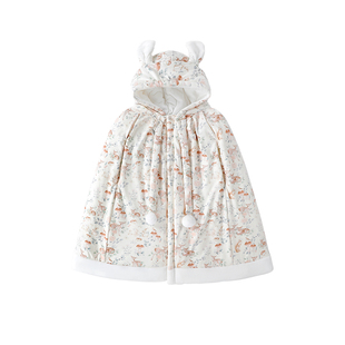 婴儿披风斗篷秋冬款纯棉面料加厚防风衣男童女童挡风保暖外套厚款