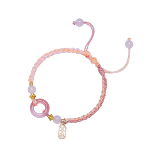 2026年平安扣手绳女情侣款平安喜乐手链编织小众情人节礼物送女友