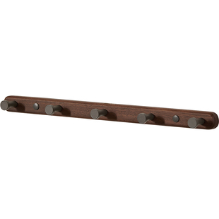 黑胡桃木挂钩门后玄关浴室厨房壁挂式置物架免打孔挂衣钩实木挂架