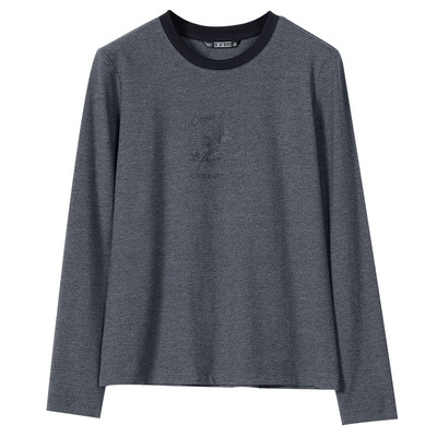 横行道打底衫圆领莫代尔印花长袖