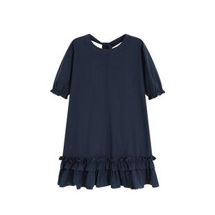 Bobbybecky天丝棉灯笼袖荷叶边短袖宽松连衣裙
