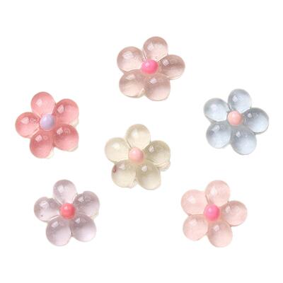 卡通diy树脂配件饰品冰透五瓣花奶油胶手工制发夹手机壳鞋扣配饰