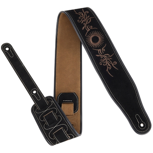 AMUMU真皮吉他背带通用加宽加厚民谣电吉他贝斯刺绣绒面斜挎肩带