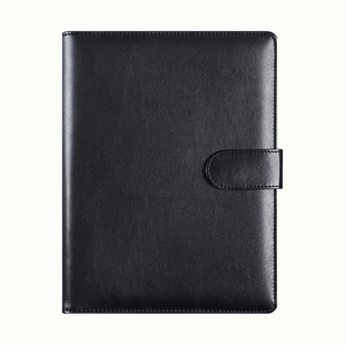 a516k活页笔记本本子商务办公工作简约b5可拆卸硬壳不硌手卡扣A4记事本会议记录本6孔环扣黑色皮质活页本定制