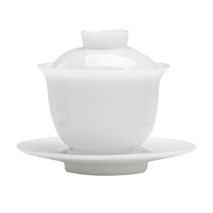 冰种玉白瓷盖碗泡茶碗功夫茶具家用茶杯带盖单个茶壶套装轻奢高档
