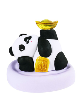 招财国宝可爱熊猫扩香石火香薰石膏车载办公治愈送老外生日礼物