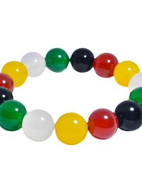 五色玛瑙手链红黄白绿黑天然玛瑙